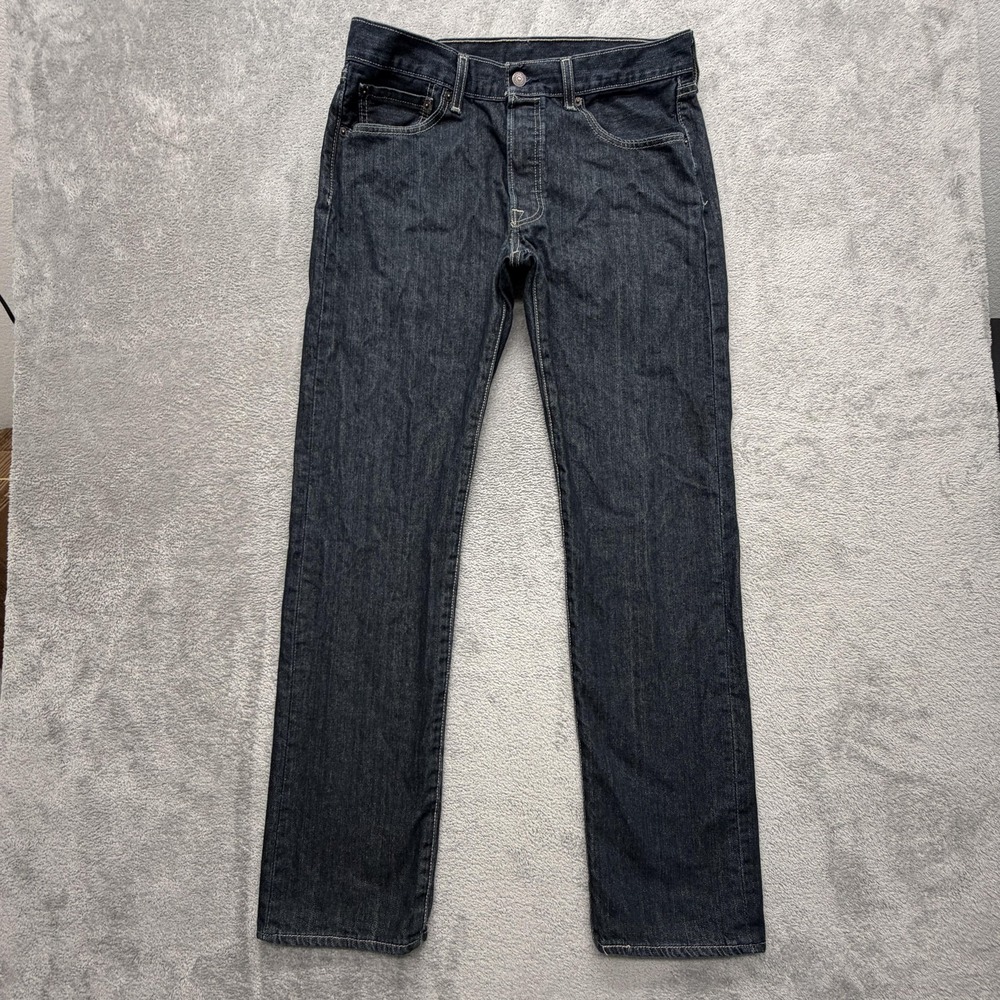 Levi's 501‎ Jeans Mens Measured 32x31 Blue Straight Dark Wash Button Fly